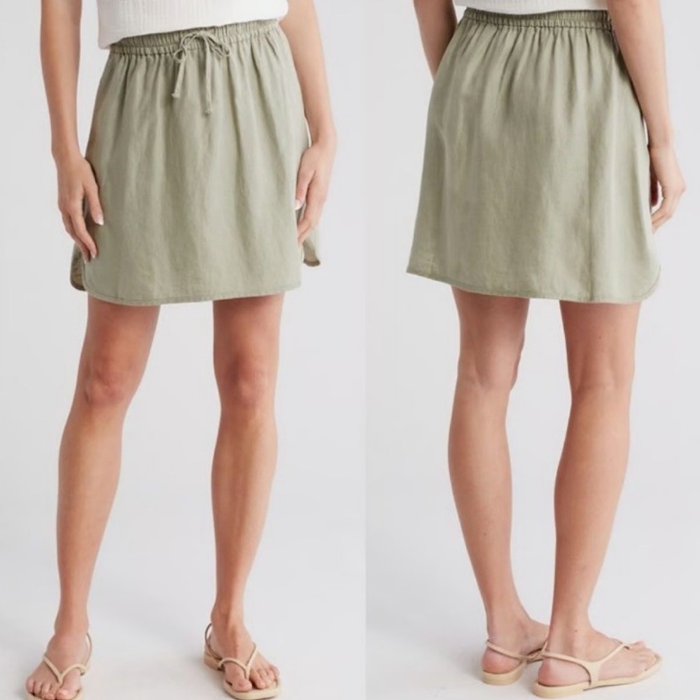 Madewell Curved Hem Linen Blend Mini Skirt